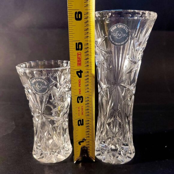 Set Of Lenox Fine Crystal Star Vases. 4" and 6" - Picture 5 of 7